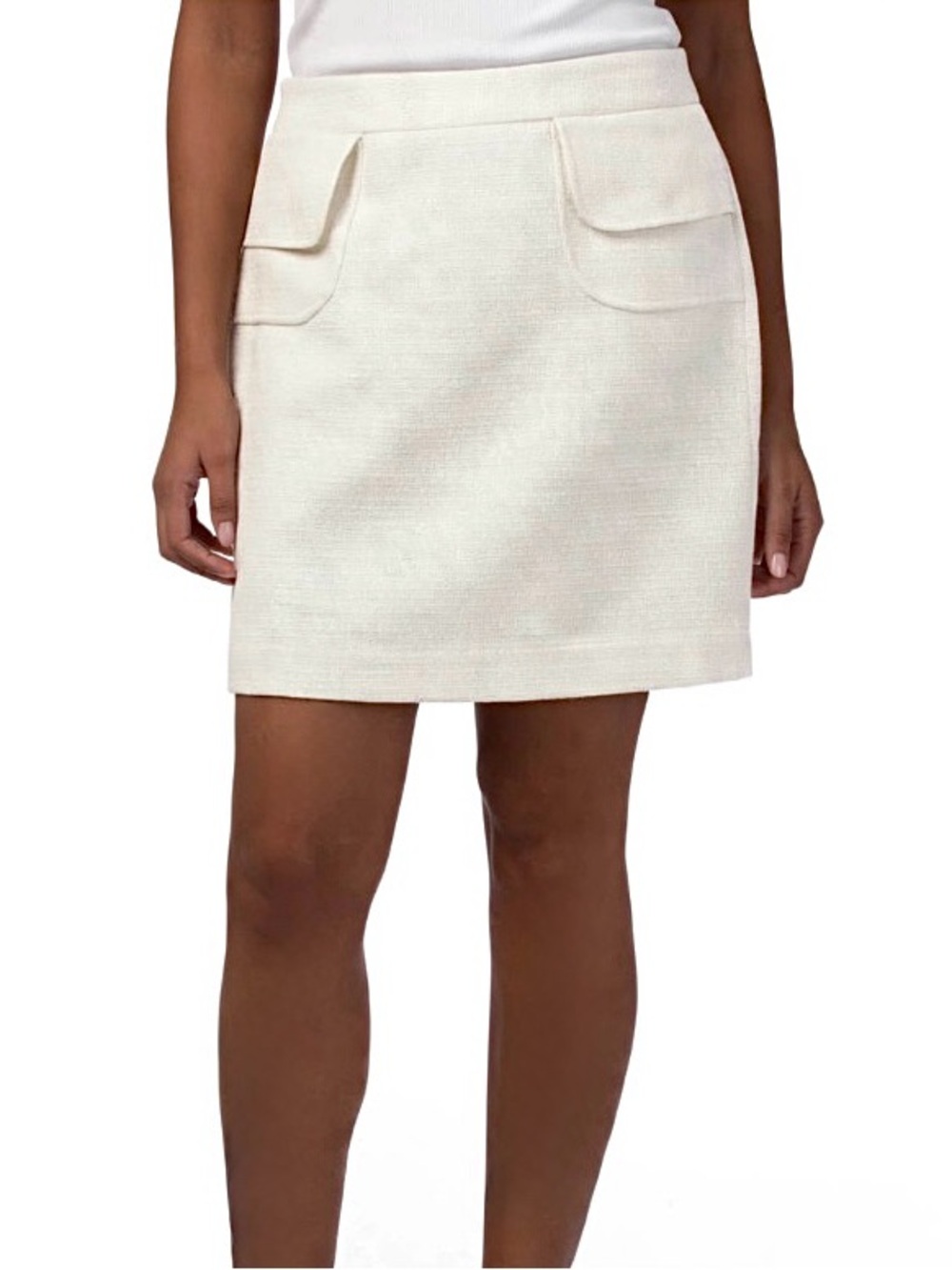 ELIE TAHARI COTTON BLEND CREAM TWEED TEXTURED SKIRT Cream 6